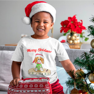 Watercolor Xmas Cavalier King Charles Spaniel  T-S T-Shirt