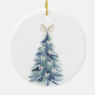 Watercolor Xmas Tree Bow Our first Christmas Ceramic Ornament