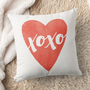 Watercolor XOXO Valentine Pillow - Red