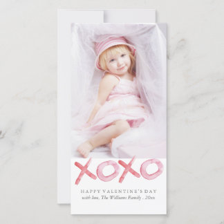 Watercolor XOXO Valentine's Day Photo Cards