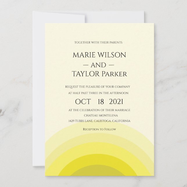 Watercolor yallow monogram wedding invitation (Front)