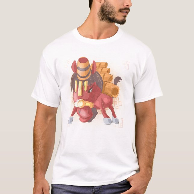 Watercolor Year of the Horse, Samurai T-Shirt (Front)