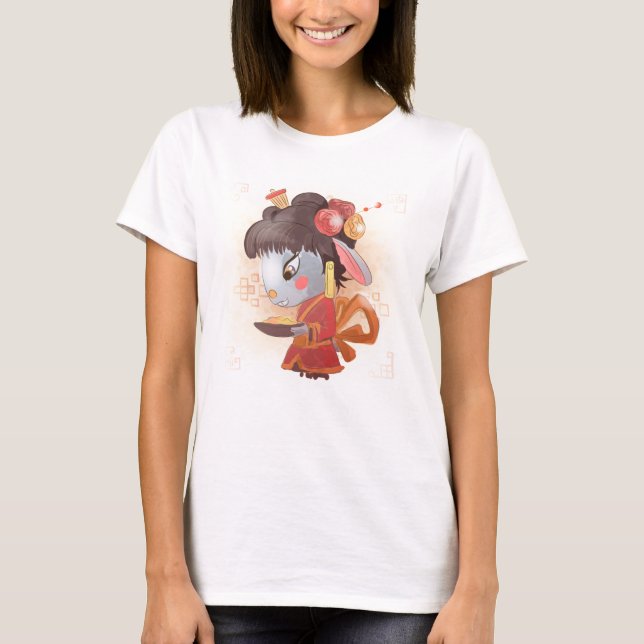 Watercolor Year of the Rabbit, geisha T-Shirt (Front)