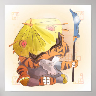 Watercolor Year of the Tiger, Samurai Poster
