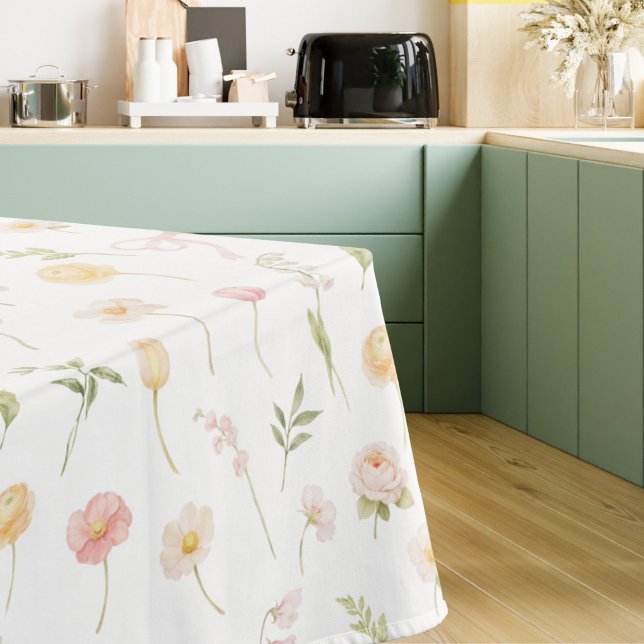 Watercolor Yellow and Pink Flower Floral Pattern Tablecloth (Creator Uploaded)