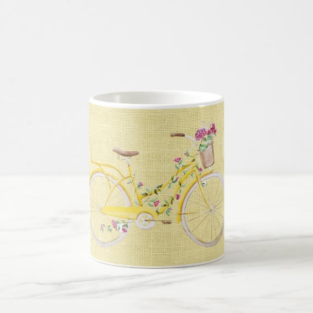 Watercolor Yellow Bike Coffee Mug (Center)