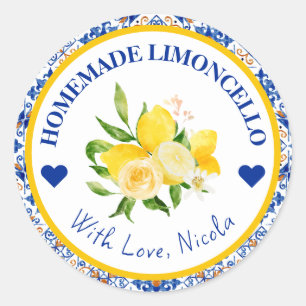 Watercolor Yellow & Blue Homemade Limoncello label