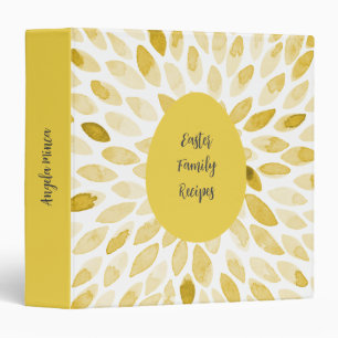 Watercolor yellow brush strokes recipe 3 ring binder