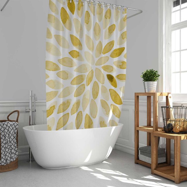 Watercolor yellow brush strokes shower curtain (Creator Uploaded)
