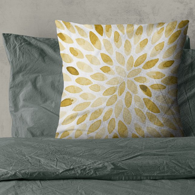Watercolor yellow brush strokes throw pillow (Creator Uploaded)
