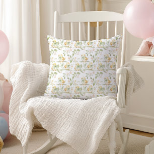 Watercolor Yellow Chicks Easter Pattern Nursery Throw Pillow