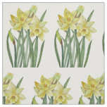 Watercolor Yellow Daffodils Botanical Illustration Fabric