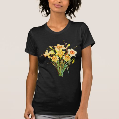 Watercolor Yellow Daffodils Spring Flowers T_Shirt
