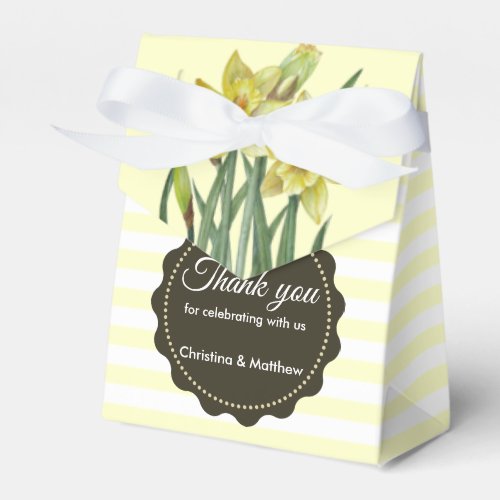 Watercolor Yellow Daffodils Yellow White Stripes Favor Boxes