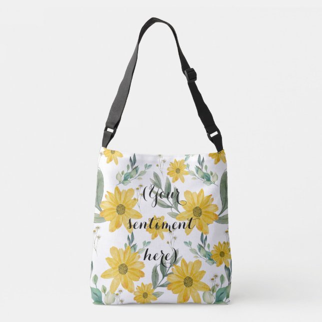 Watercolor Yellow Daisies Crossbody Bag (Back)