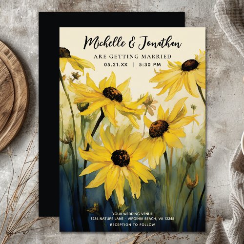 Watercolor Yellow Daisies  Daisy Flower Wedding Invitation