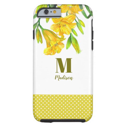 Watercolor Yellow Day Lilies Floral Art Tough iPhone 6 Case