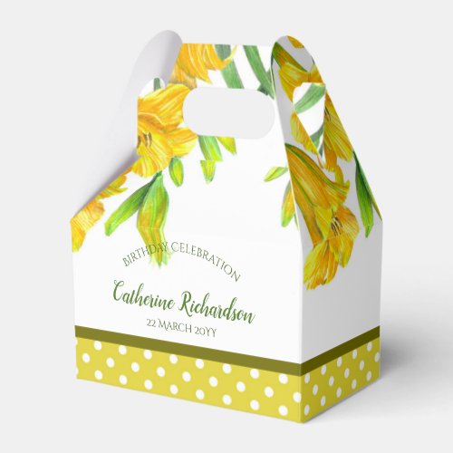 Watercolor Yellow Day Lilies Floral Illustration Favor Boxes