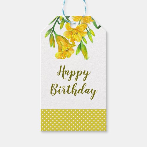Watercolor Yellow Day Lilies Floral Painting Gift Tags