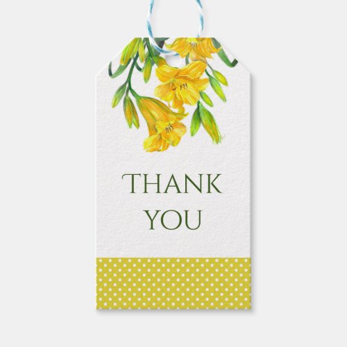 Watercolor Yellow Day Lilies Floral Painting Gift Tags