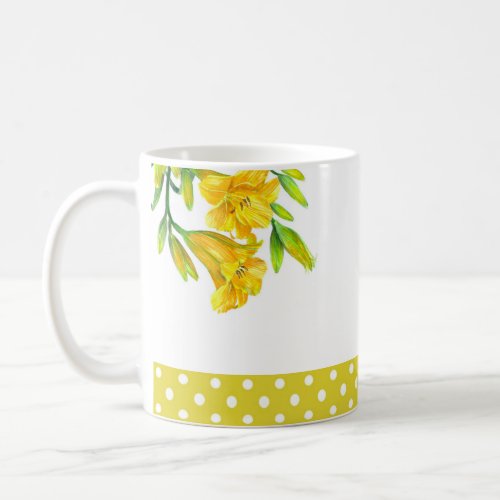 Watercolor Yellow Day Lilies Flower Painting Coffee Mug