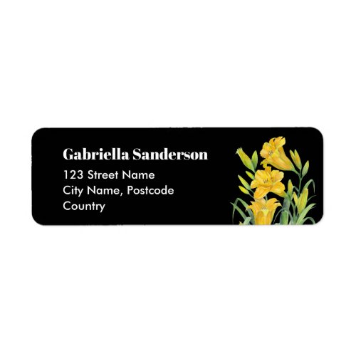 Watercolor Yellow Day Lilies Flower Painting Label