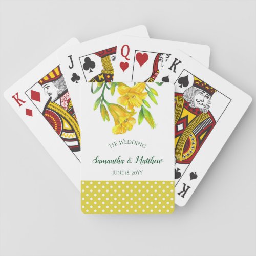 Watercolor Yellow Day Lilies Flower Painting Poker Cards