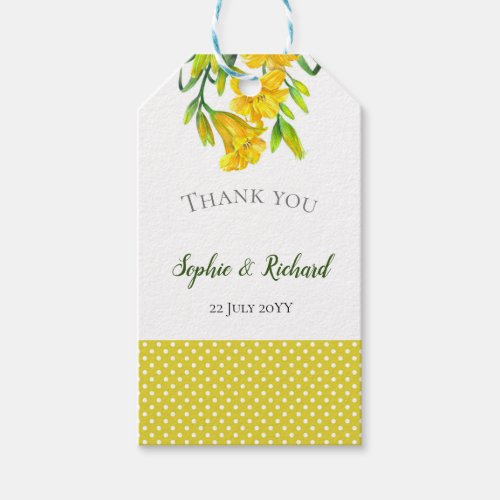 Watercolor Yellow Day Lilies Illustration Wedding Gift Tags