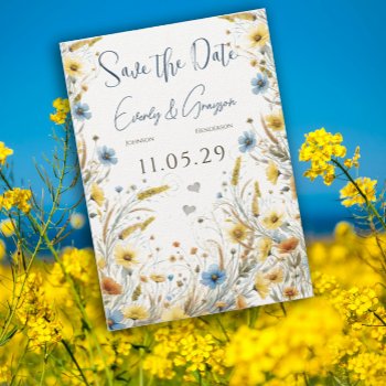 Watercolor Yellow Elegance & Sky Blue Floral  Invitation by samack at Zazzle