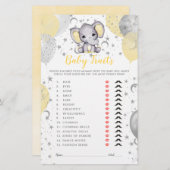 Watercolor Yellow Elephant Baby Traits Shower Game (Front/Back)