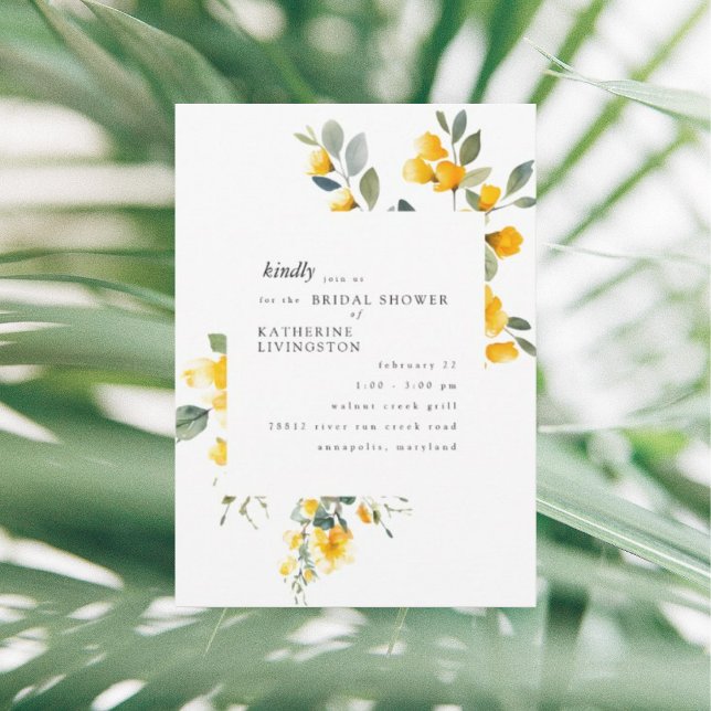Watercolor Yellow Floral Bridal Shower  Invitation (Creator Uploaded)