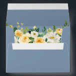 Watercolor Yellow Floral Dusty Blue Wedding Envelope<br><div class="desc">Watercolor Floral Yellow White Dusty Blue Wedding Invitation Envelopes</div>