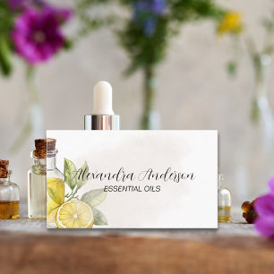 Watercolor Yellow Floral Lemon Essential Oils Business Card