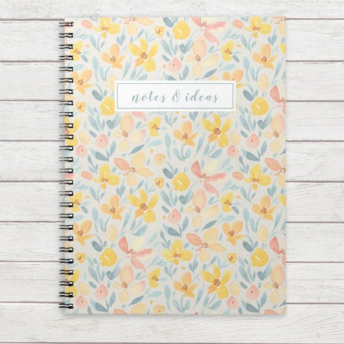 Watercolor Yellow Floral Notebook