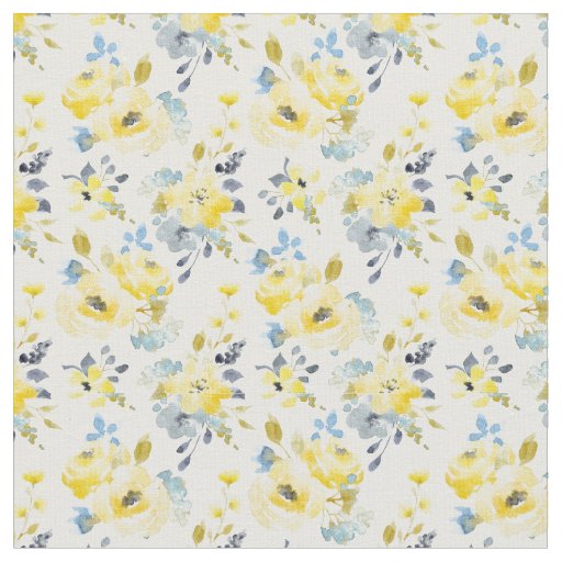 Watercolor Yellow Floral Pattern Fabric