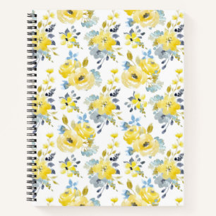 Watercolor Yellow Floral Pattern Notebook