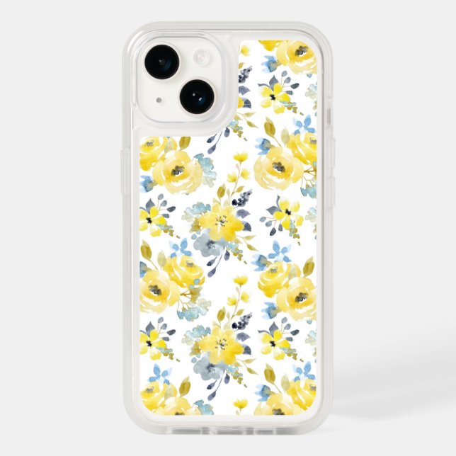 Watercolor Yellow Floral Pattern Otterbox iPhone Case (Back)