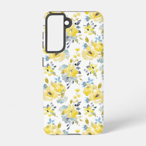 Watercolor Yellow Floral Pattern Samsung Galaxy S21 Case