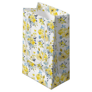 Watercolor Yellow Floral Pattern Small Gift Bag