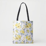 Watercolor Yellow Floral Pattern Tote Bag