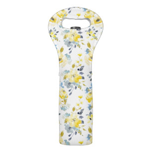Watercolor Yellow Floral Pattern Wine Bag