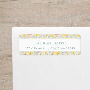 Watercolor Yellow Floral Return Address Label
