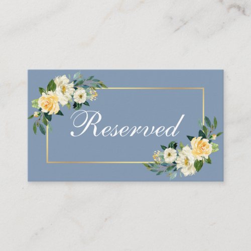 Watercolor Yellow Floral Wedding Reserved Gold Place Card
