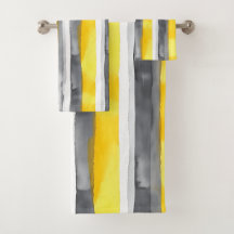 Watercolor Yellow Gray White Striped