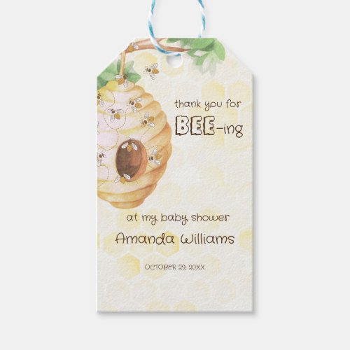watercolor yellow honey bumble bee baby shower gift tags