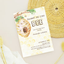 watercolor yellow honey bumble bee baby shower  invitation