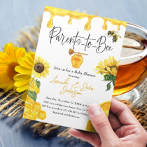 Watercolor Yellow Honey Sunflower Bee Baby Shower Invitation