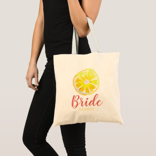 Watercolor Yellow Lemon Bride Tote Bag