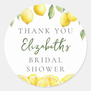 Watercolor Yellow Lemon Citrus Bridal Shower Favor Classic Round Sticker