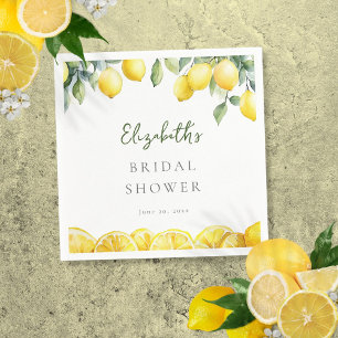 Watercolor Yellow Lemon Citrus Bridal Shower Napkins